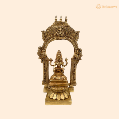 Brass Narasimha Statue with Ornate Arch 10.5 Inch