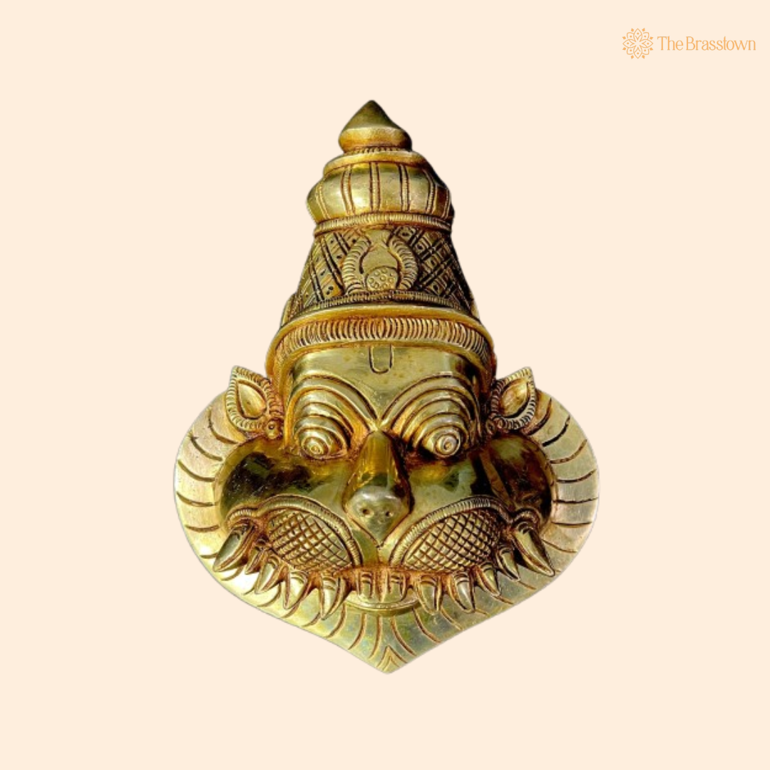 Brass Narasimha Wall Mask 9 Inch