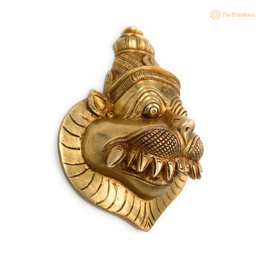 Brass Narasimha Wall Mask 9 Inch