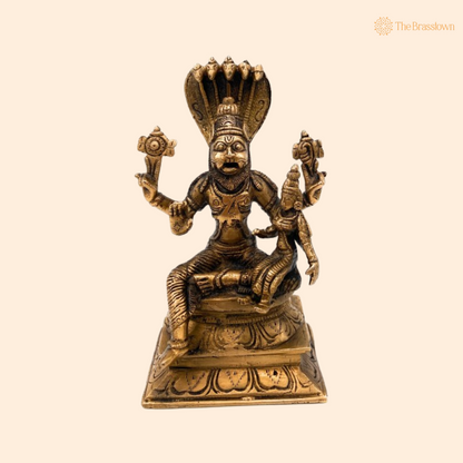 Brass Narasimha with Lakshmi Statue 7 Inch