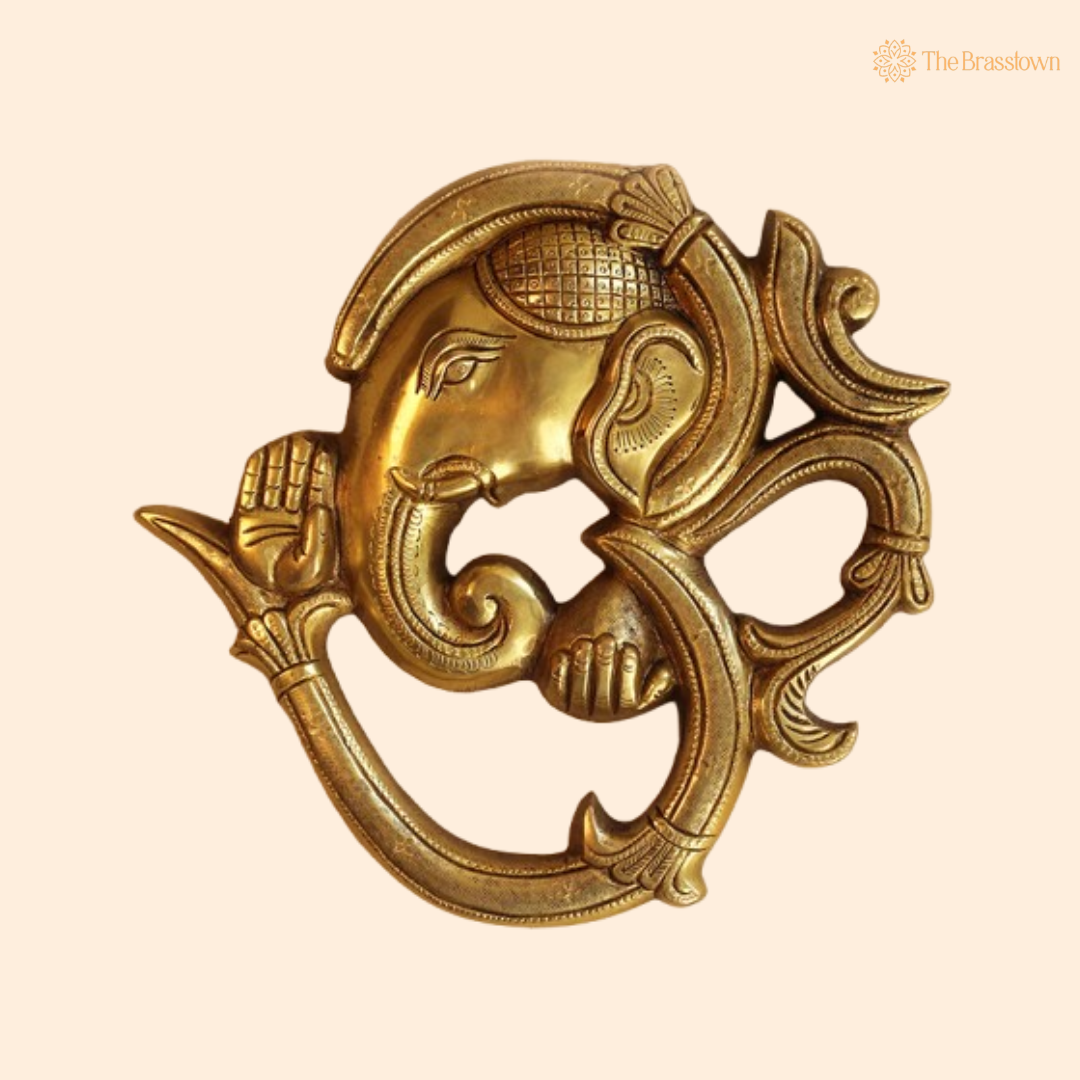 Brass Om with Ganesha Wall Art – A Divine Blend of Spirituality and Art 8.5 Inch