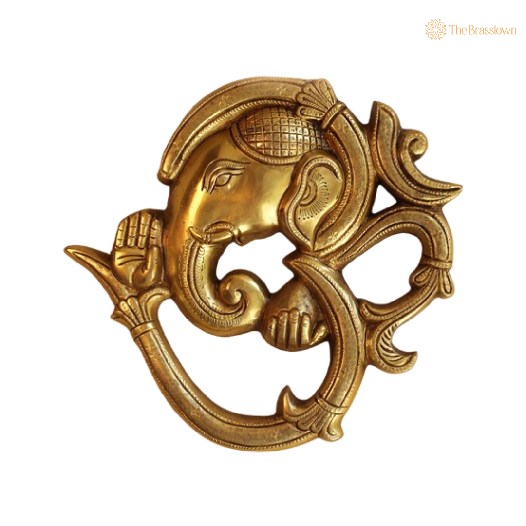 Brass Om with Ganesha Wall Art – A Divine Blend of Spirituality and Art 8.5 Inch