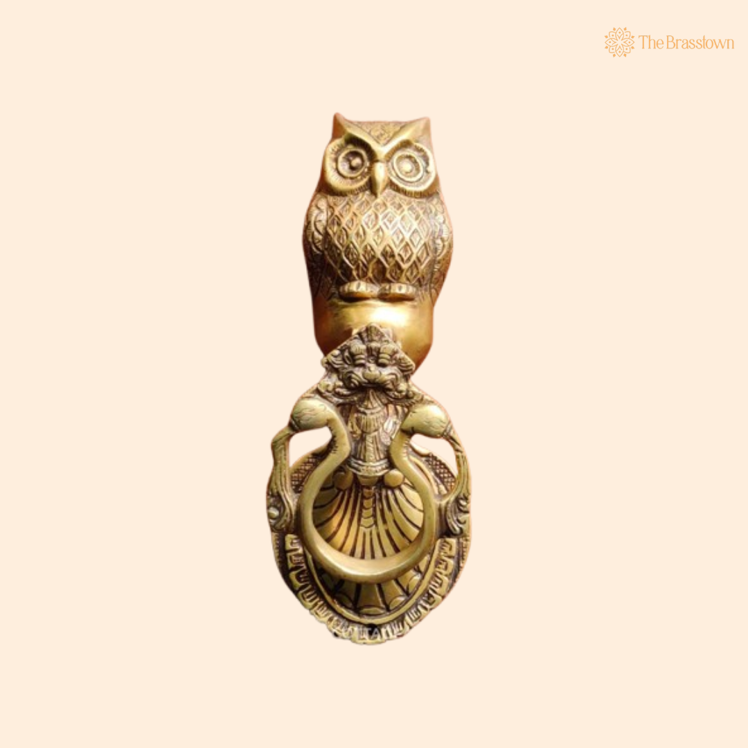 Brass Owl Door Knocker – A Unique Blend of Wisdom and Elegance 10 Inch