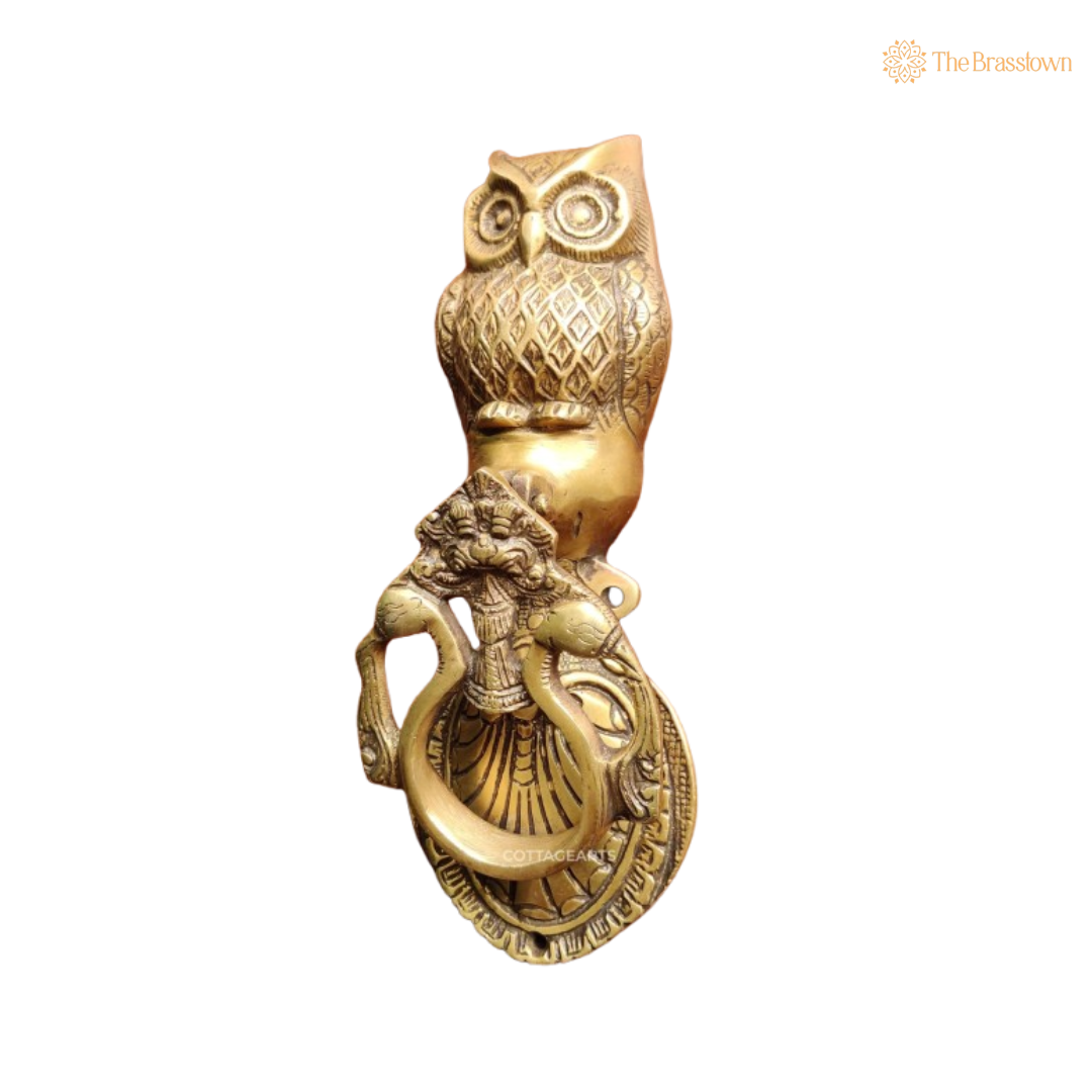 Brass Owl Door Knocker – A Unique Blend of Wisdom and Elegance 10 Inch