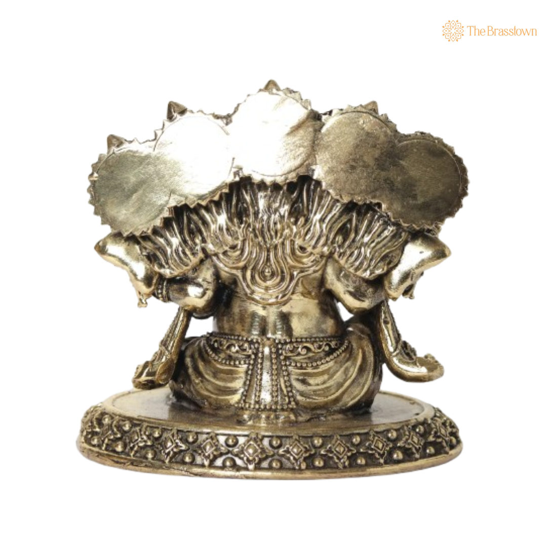 Brass Panchamukhi Ganesha Idol 4 Inch