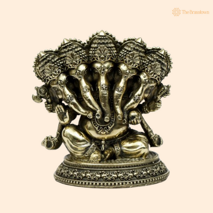 Brass Panchamukhi Ganesha Idol – A Unique Artistic Creation 3.5 Inch