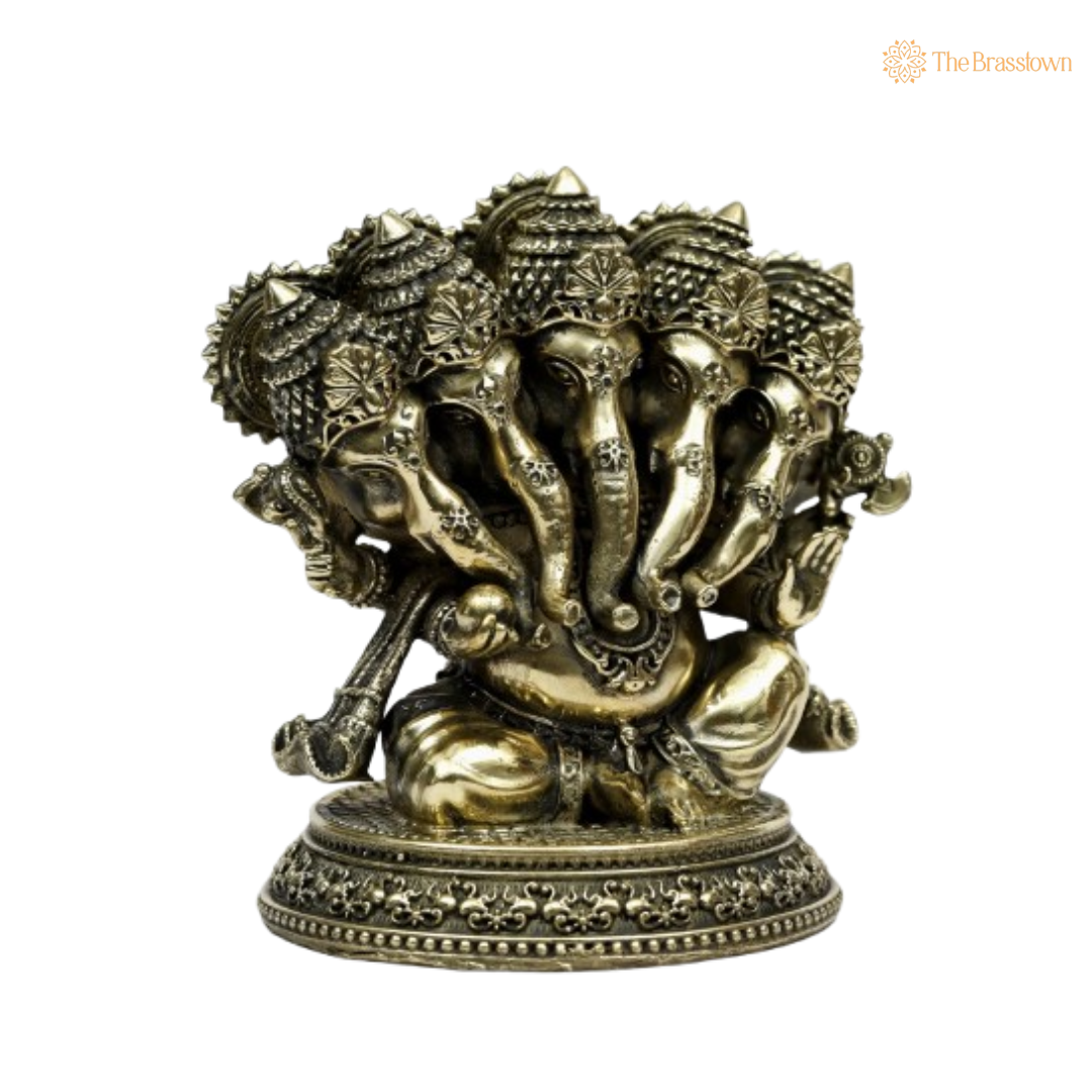 Brass Panchamukhi Ganesha Idol – A Unique Artistic Creation 3.5 Inch