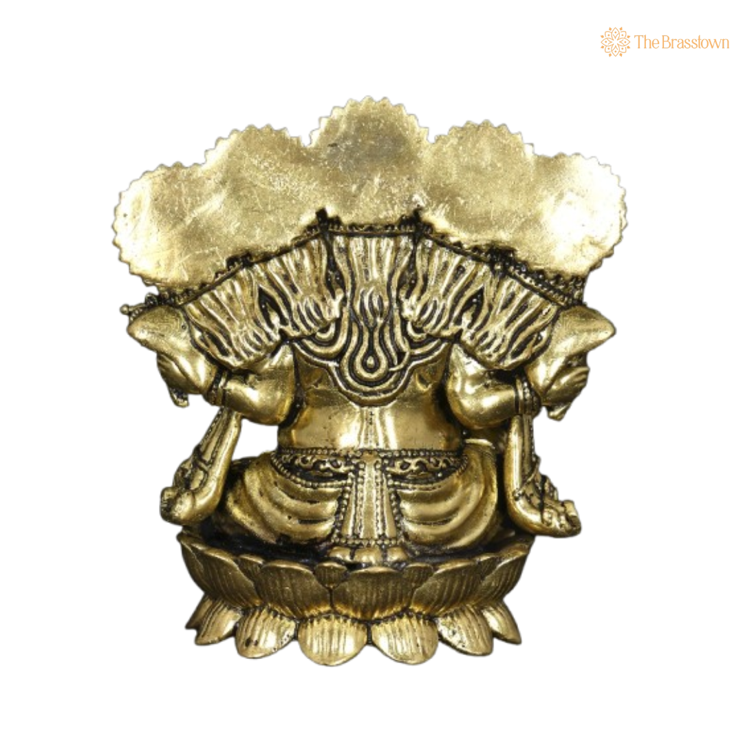 Brass Panchamukhi Ganesha Idol 3 Inch