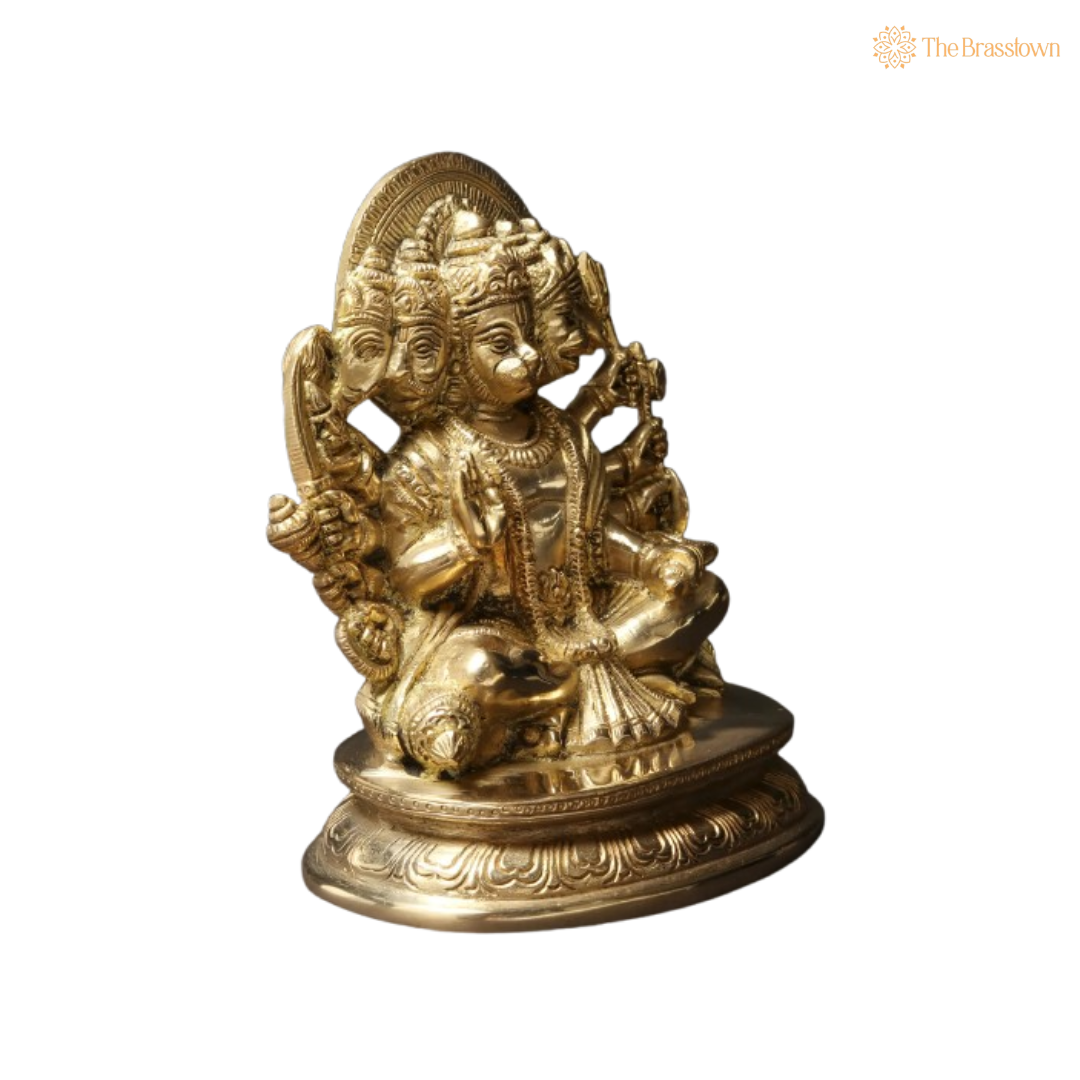 Brass Panchmukhi Hanuman Idol 6 Inch
