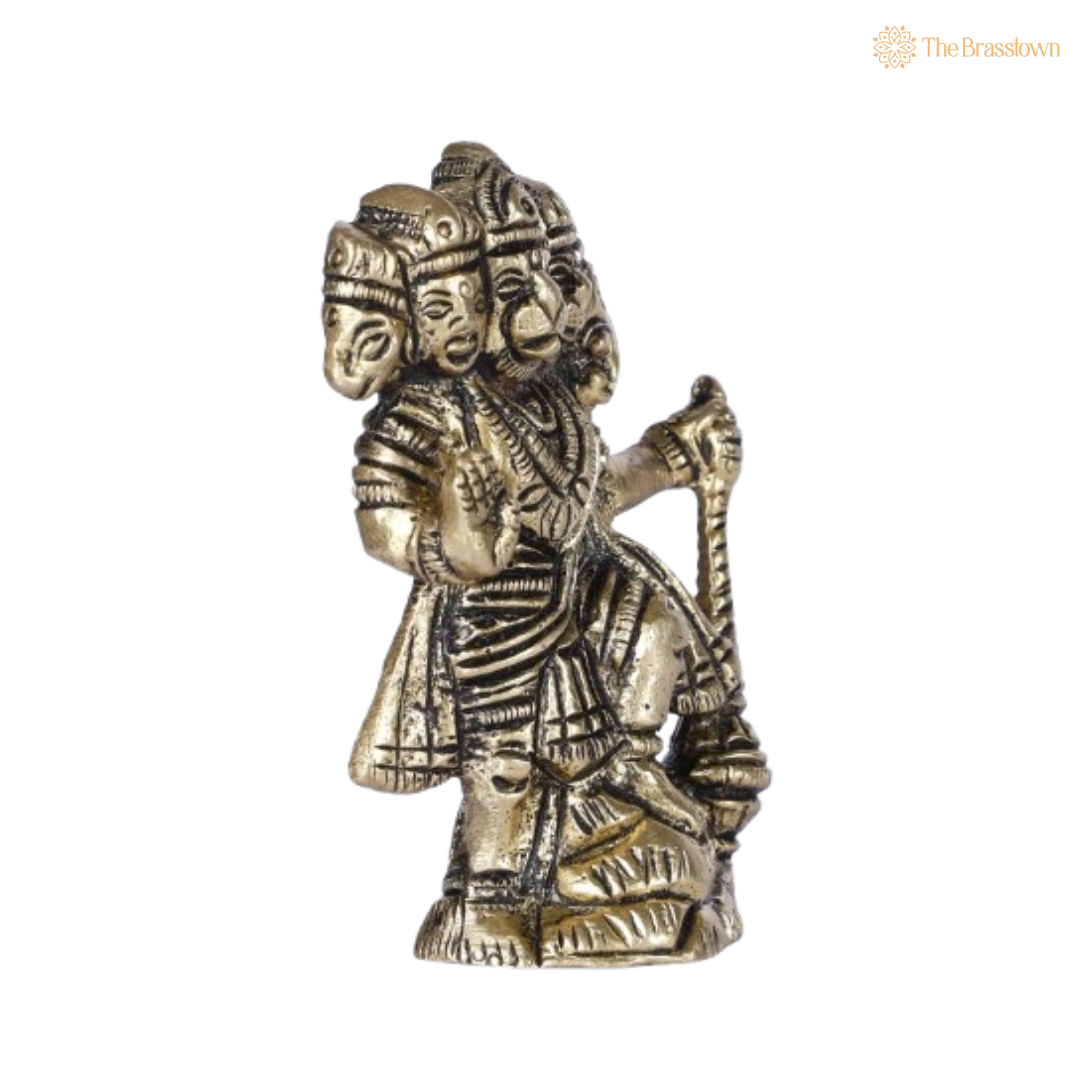 Brass Panchmukhi Hanuman Idol – The Five-Faced Divine Protector 2 Inch