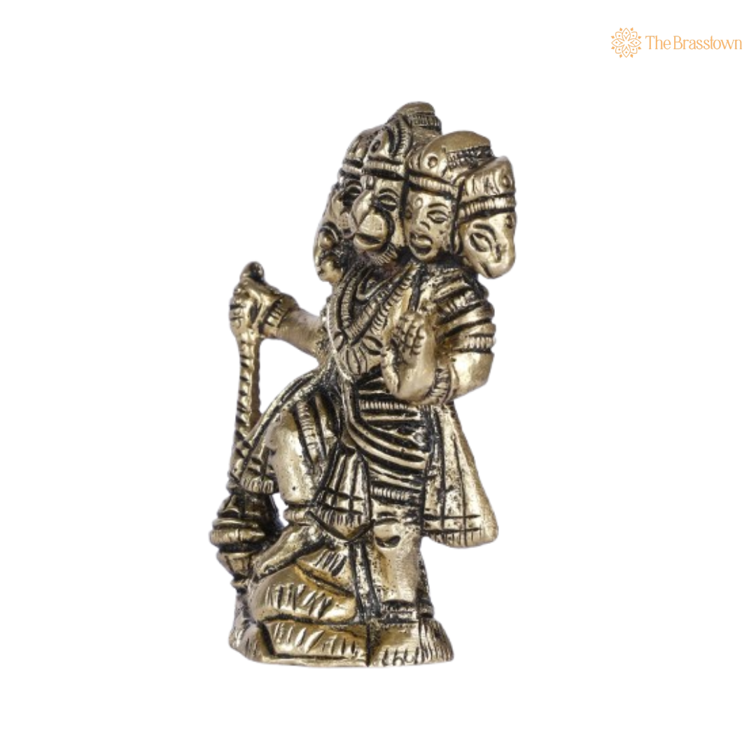 Brass Panchmukhi Hanuman Idol – The Five-Faced Divine Protector 2 Inch