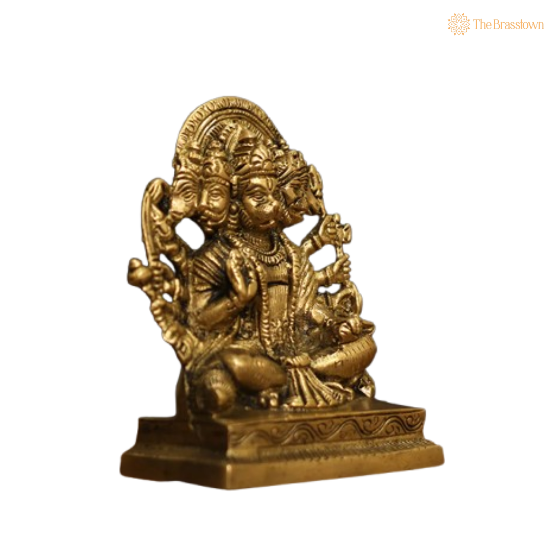 Brass Panchmukhi Hanuman Idol 6 Inch