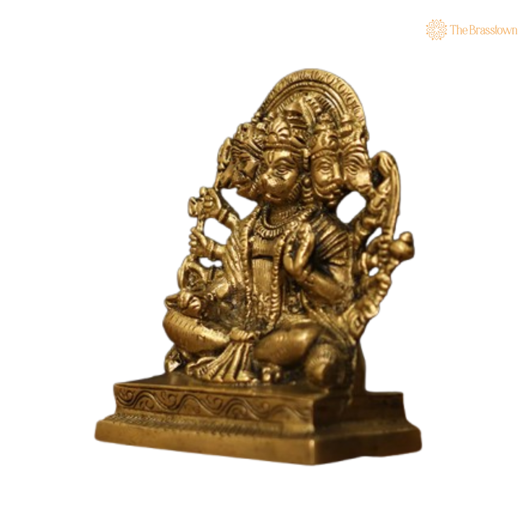 Brass Panchmukhi Hanuman Idol 6 Inch