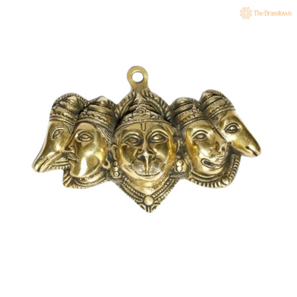 Brass Panchmukhi Hanuman Wall Hanging 6 Inch