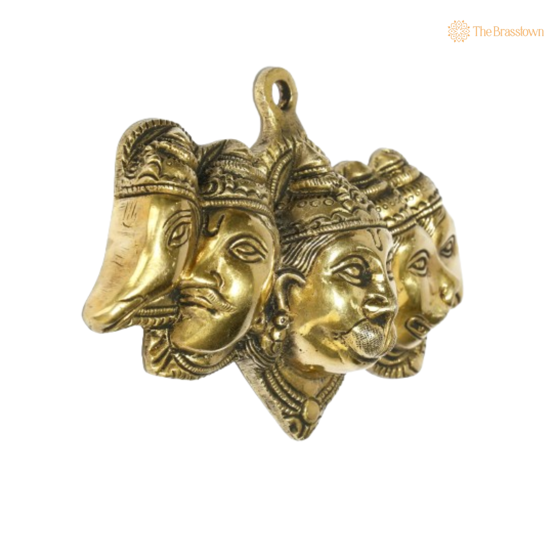 Brass Panchmukhi Hanuman Wall Hanging 6 Inch
