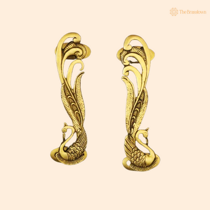 Brass Peacock Door Handle Set – Graceful Elegance for Your Interiors 7 Inch