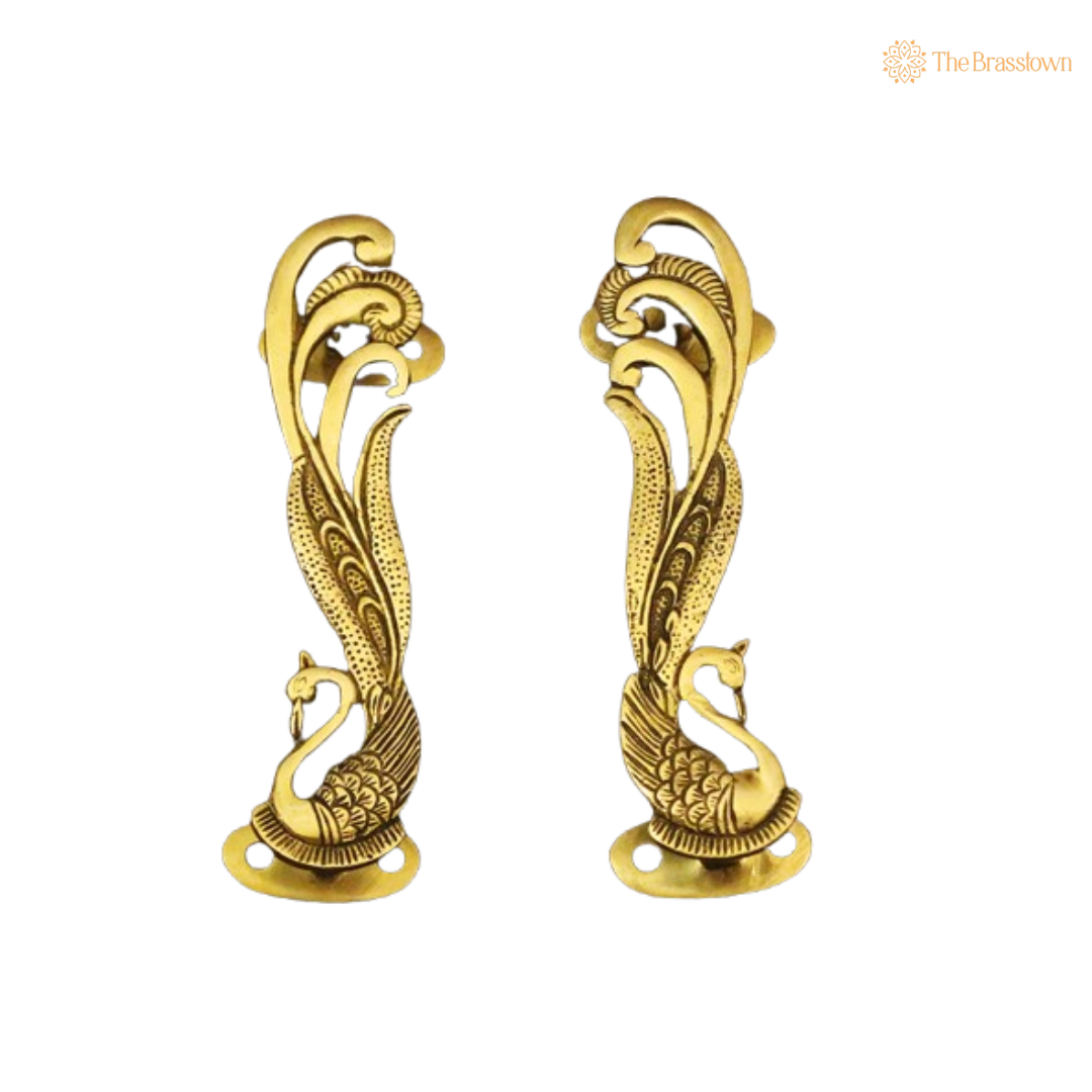 Brass Peacock Door Handle Set – Graceful Elegance for Your Interiors 7 Inch