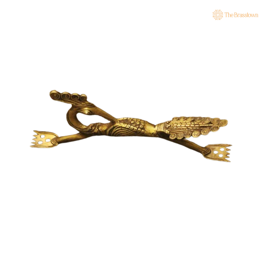 Brass Peacock Inspired Door Handle – Artistic Elegance for Your Home 12.5 Inch