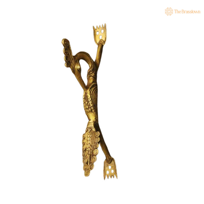 Brass Peacock Inspired Door Handle – Artistic Elegance for Your Home 12.5 Inch