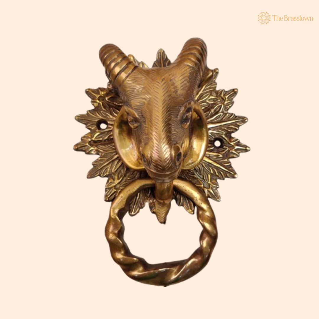 Brass Ram Head Door Knocker – A Statement of Strength and Elegance 8.5 Inch