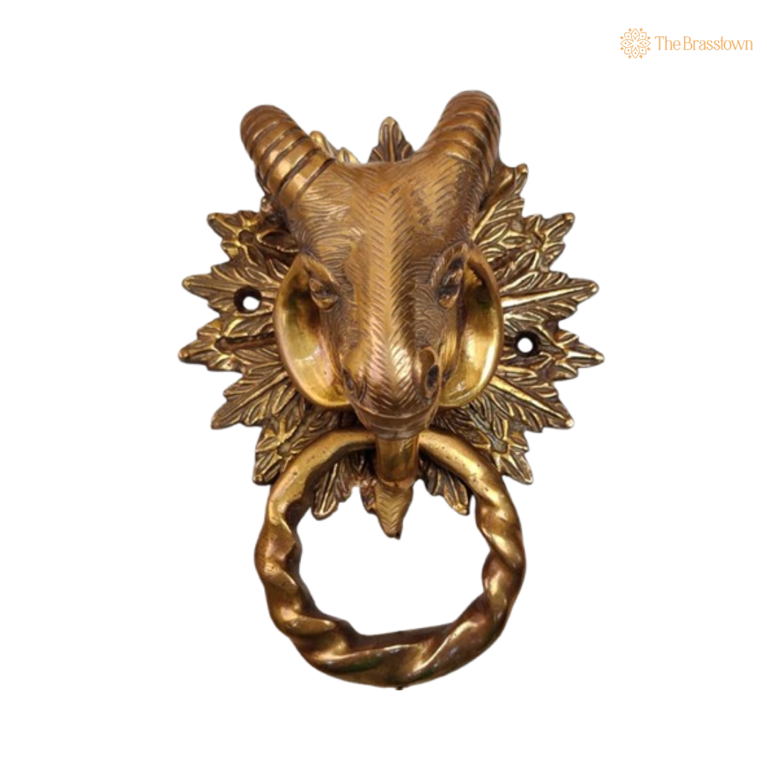 Brass Ram Head Door Knocker – A Statement of Strength and Elegance 8.5 Inch