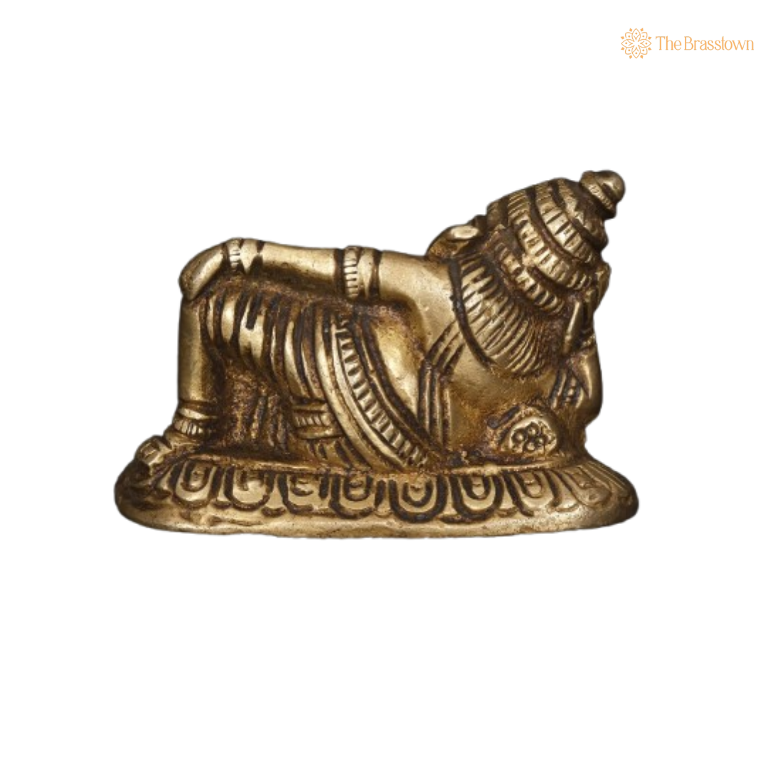 Brass Reclining Ganesha Idol – Unique & Artistic 2 Inch