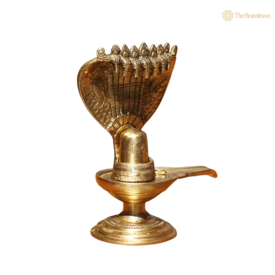 Brass Sheshnag Shivling 8.5 Inch