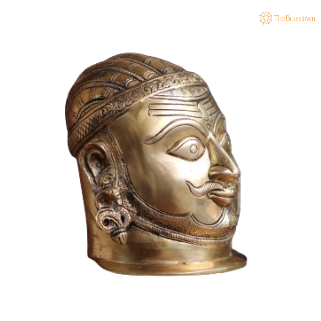 Brass Shiva Mukhlingam – A Sacred Representation of Divine Energy 5 Inch