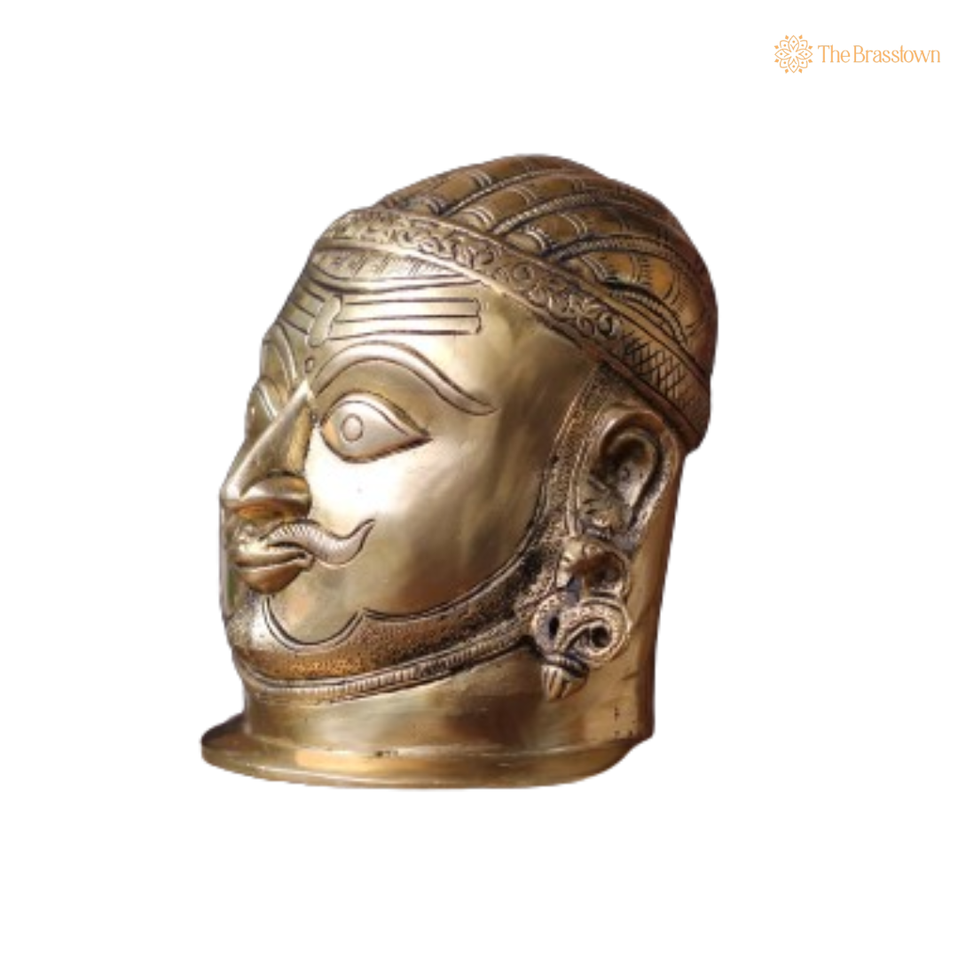 Brass Shiva Mukhlingam – A Sacred Representation of Divine Energy 5 Inch