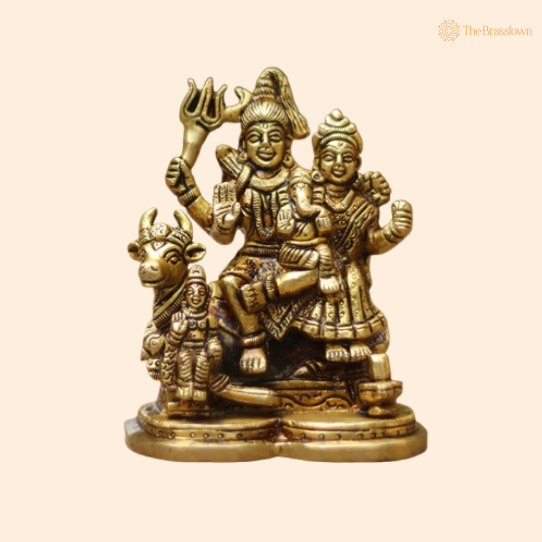 Brass Shiva Parivar Statue 4.5 Inch