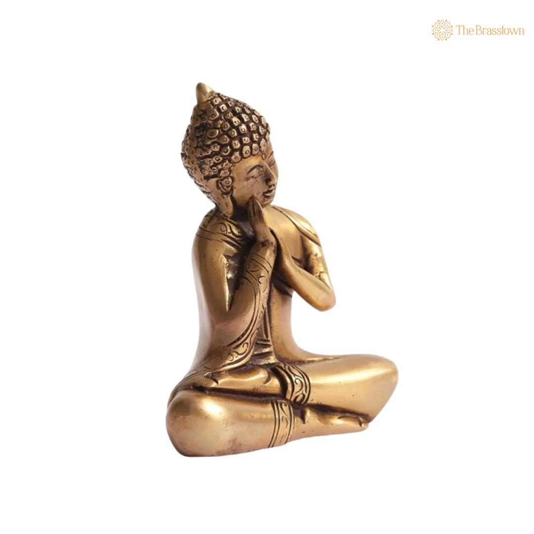 Brass Sleeping Buddha Statue 6 Inch