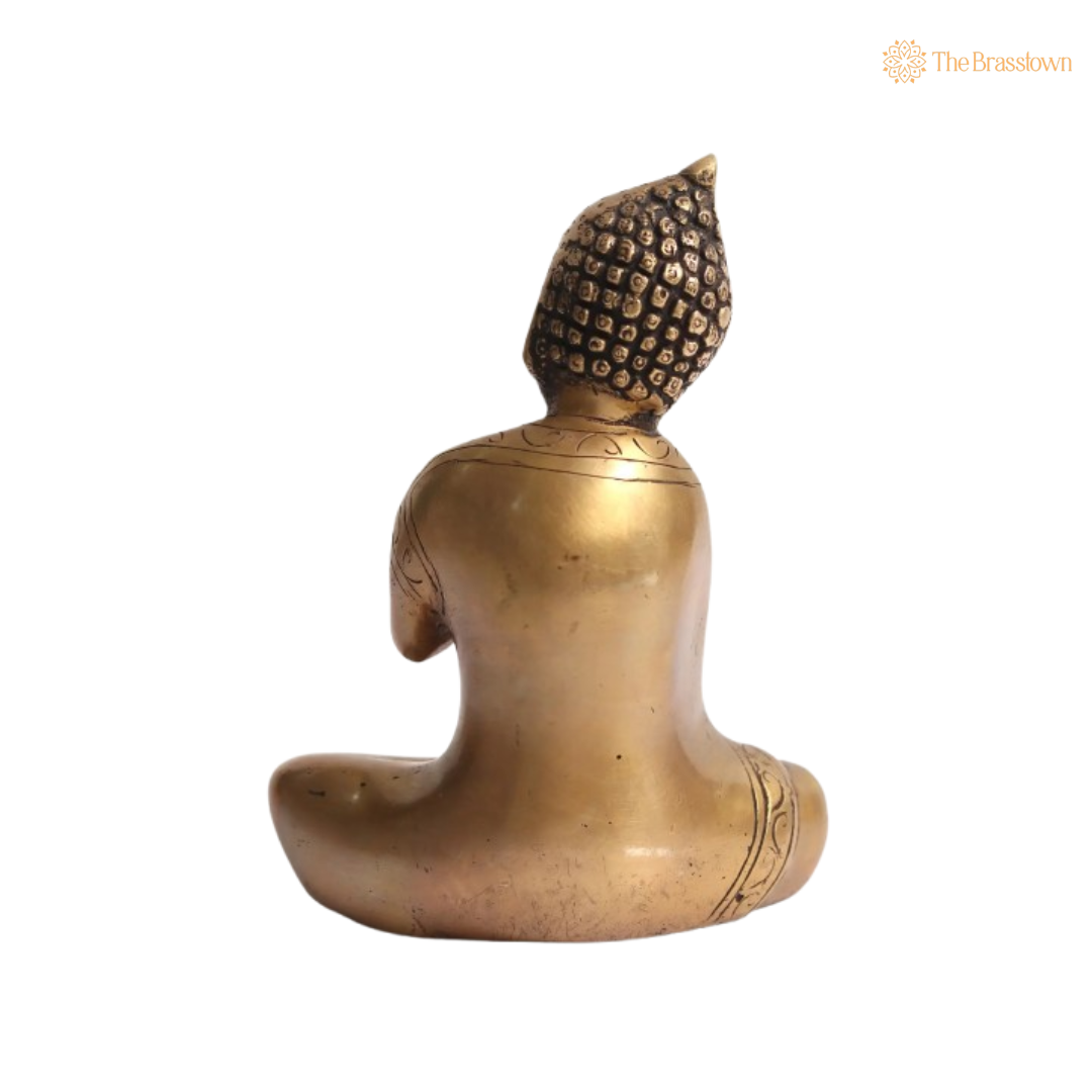 Brass Sleeping Buddha Statue 6 Inch