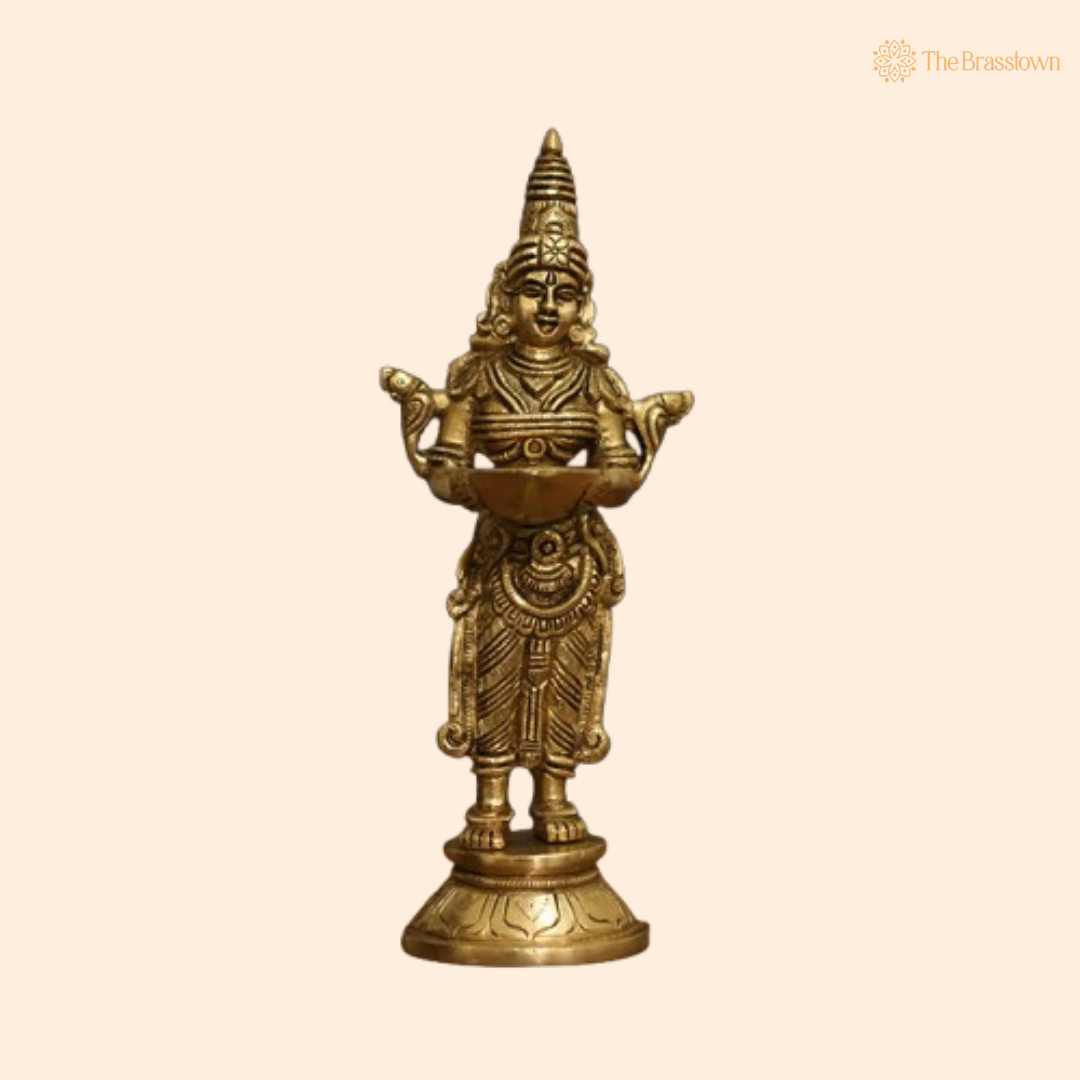 Brass Standing Deepalakshmi Figurine 9 Inch