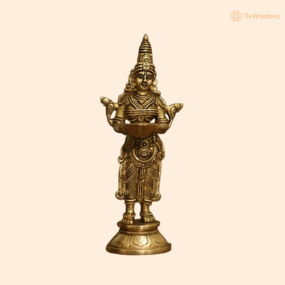 Brass Standing Deepalakshmi Figurine 9 Inch