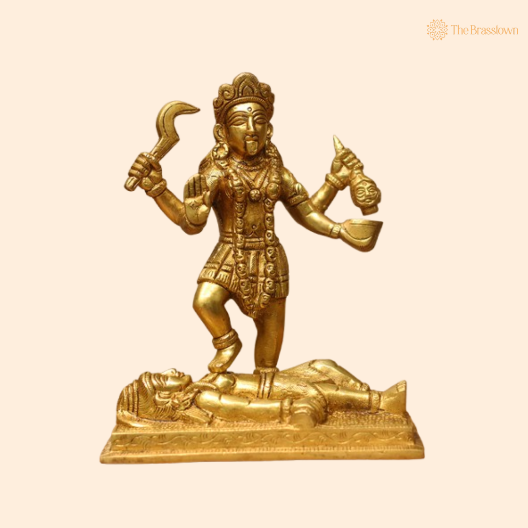 Brass Statue of Goddess Kali – The Divine Protector 7.5 Inch