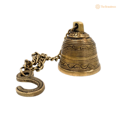 Brass Temple Bell with Chain 3 Inch