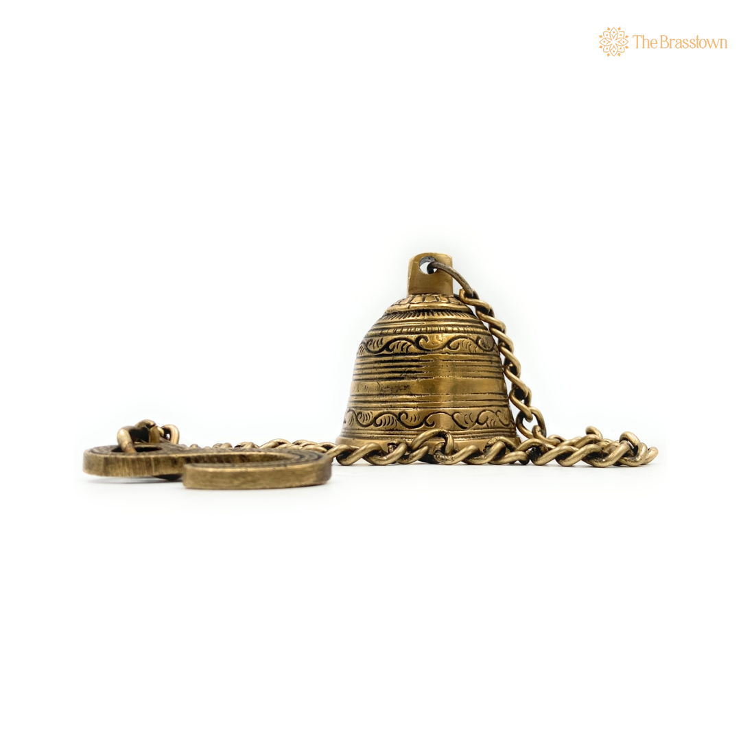 Brass Temple Bell with Chain 3 Inch