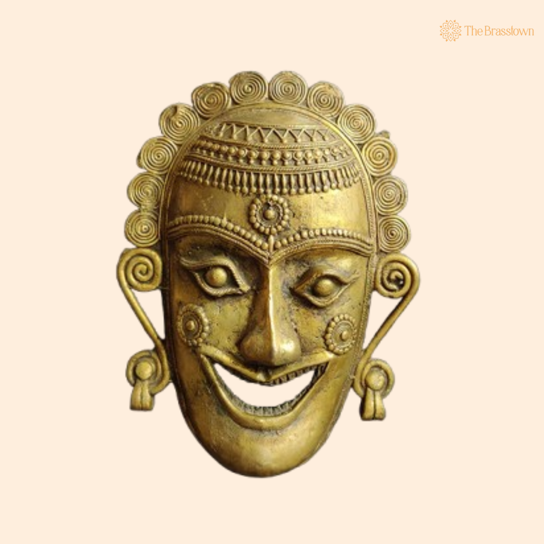 Brass Tribal Wall Mask – A Celebration of Traditional Artistry 10 Inch