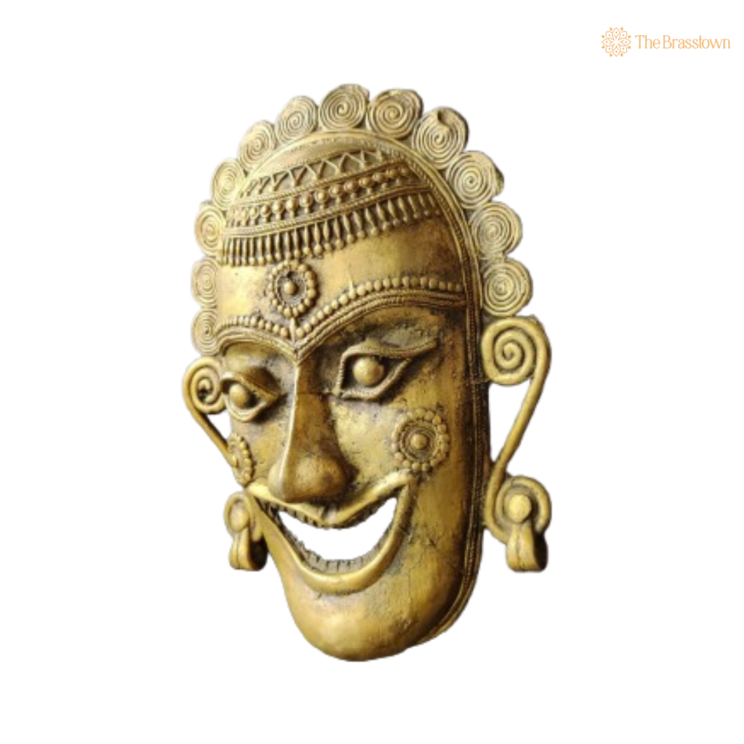 Brass Tribal Wall Mask – A Celebration of Traditional Artistry 10 Inch