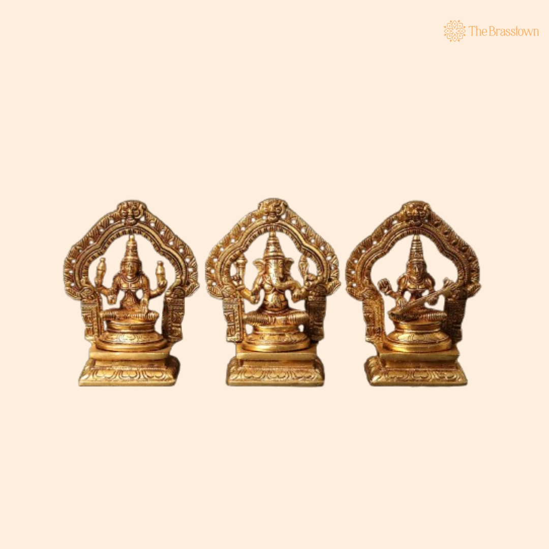 Brass Trimurti Idol Set 5 Inch