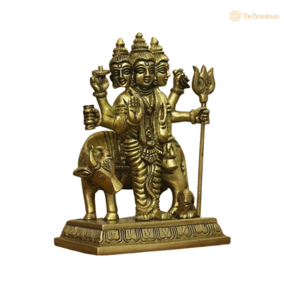 Brass Trimurti Shiva Statue 5 Inch