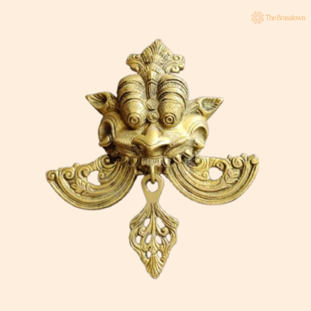 Brass Yali Wall Hanging – A Guardian of Strength and Tradition 7.5 Inch
