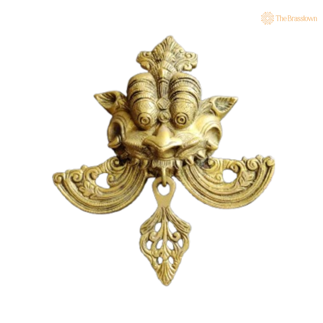 Brass Yali Wall Hanging – A Guardian of Strength and Tradition 7.5 Inch