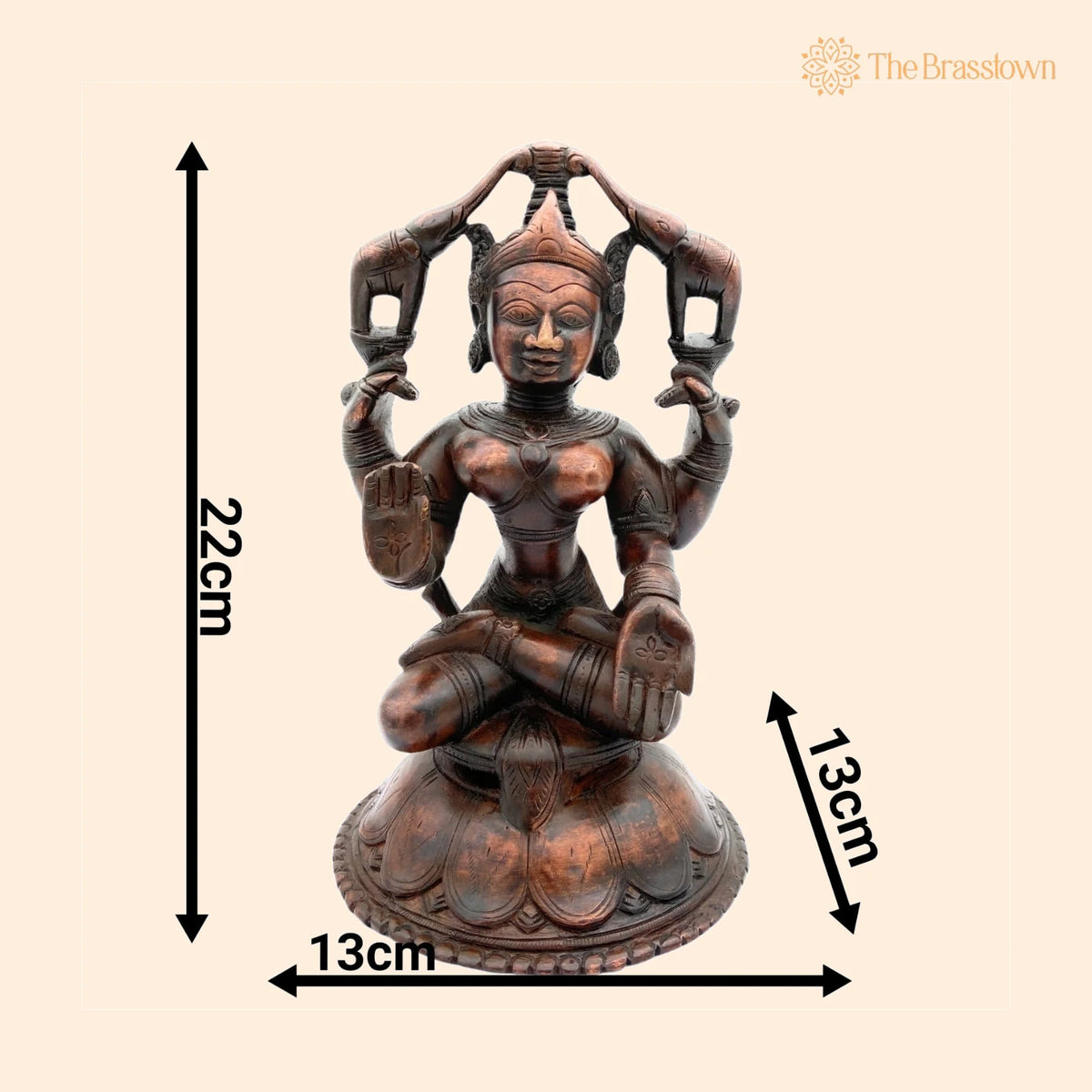 Handcrafted Brass Gaja Lakshmi Idol – Gajalakshmi, Kamala, Padma, Home Temple &amp; Prosperity Décor 9 Inch 1