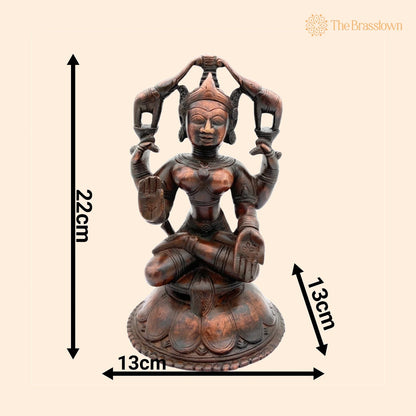 Handcrafted Brass Gaja Lakshmi Idol – Gajalakshmi, Kamala, Padma, Home Temple &amp; Prosperity Décor 9 Inch 1