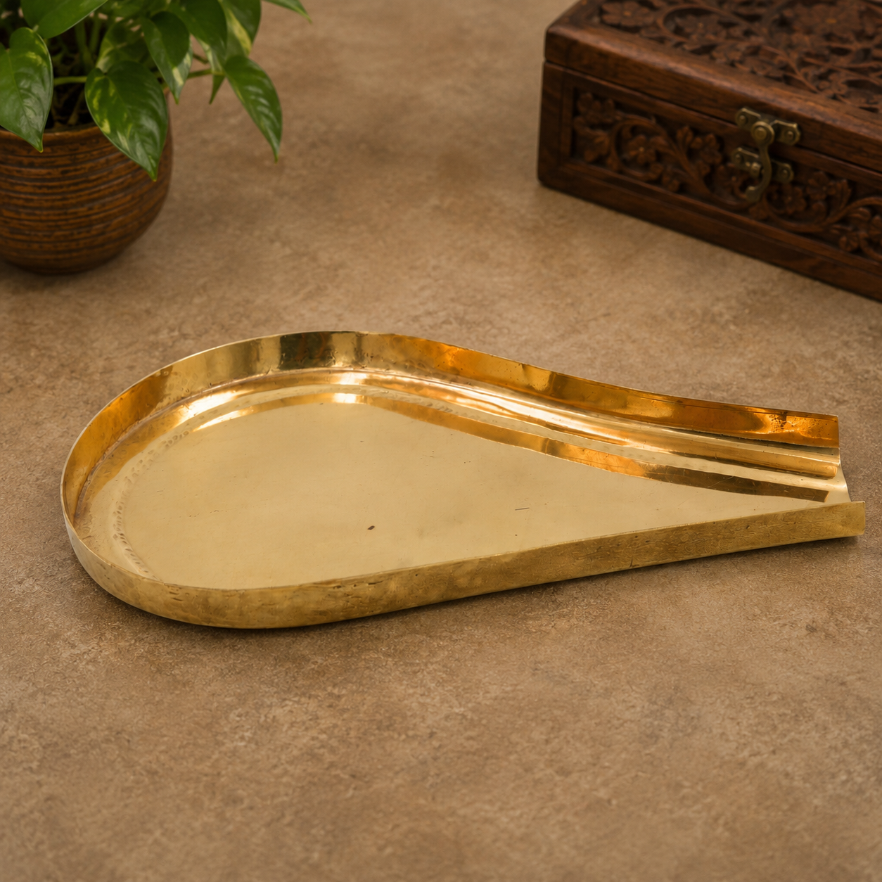 Brass Abhishek Patra with Somasutra Tray –  Abhishekam Plate, Tirumanjanam Stand &amp; Temple Pooja Vessel for Shivling and Deity Worship 8 Inch