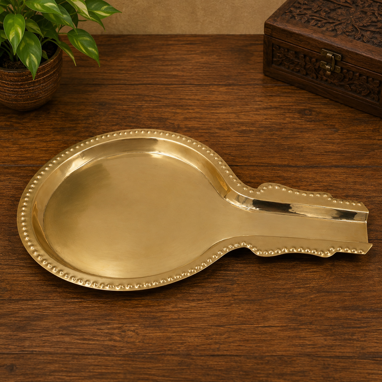 Brass Traditional Abhishek Patra with Somasutra Tray –  Abhishekam Plate, Tirumanjanam Stand &amp; Temple Pooja Vessel for Shivling and Deity Worship 14 Inch