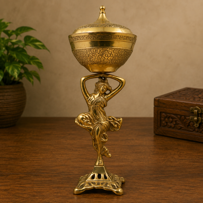 Handmade Brass Fruit Bowl – Traditional Peetal Phal Dani, Pital Phal Thali &amp; Decorative Brass Bowl for Pooja, Home Décor &amp; Serving 14 Inch