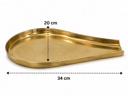 Brass Abhishek Patra with Somasutra Tray –  Abhishekam Plate, Tirumanjanam Stand &amp; Temple Pooja Vessel for Shivling and Deity Worship 8 Inch