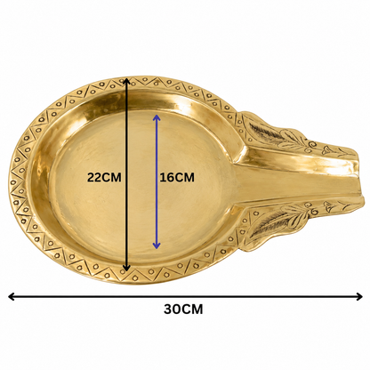 Brass Abhishek Patra with Somasutra –  Abhishekam Plate, Tirumanjanam Stand &amp; Temple Pooja Vessel for Shivling and Deity Worship 8.5 Inch